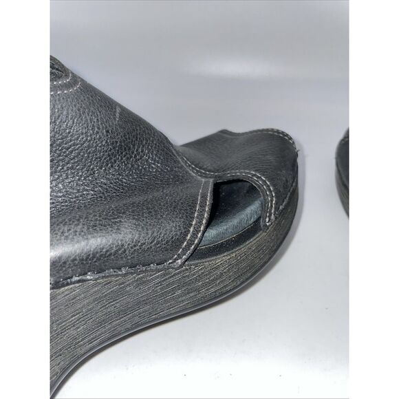 DANSKO Black Leather Buckle/Strap Wedge Shoes Sandals Women's Size 6.5-7 EU 37‎ - Picture 6 of 14